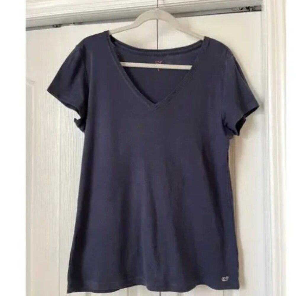 VINEYARD VINES Navy V Neck Tee